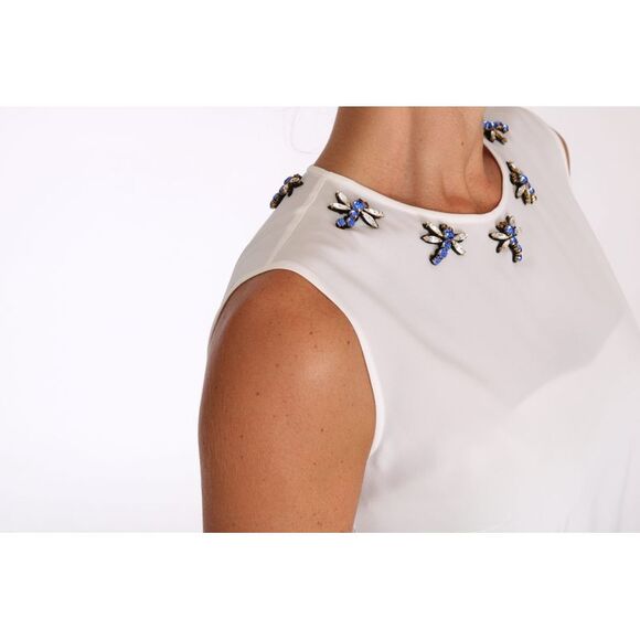 Dolce & Gabbana Dolce Gabbana Sleeveless Embellished Top Women White Tops & - Picture 3 of 5